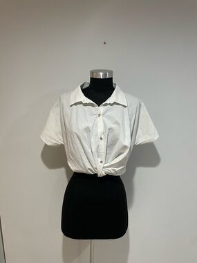 Zara Girls White Button-Front Tie Shirt